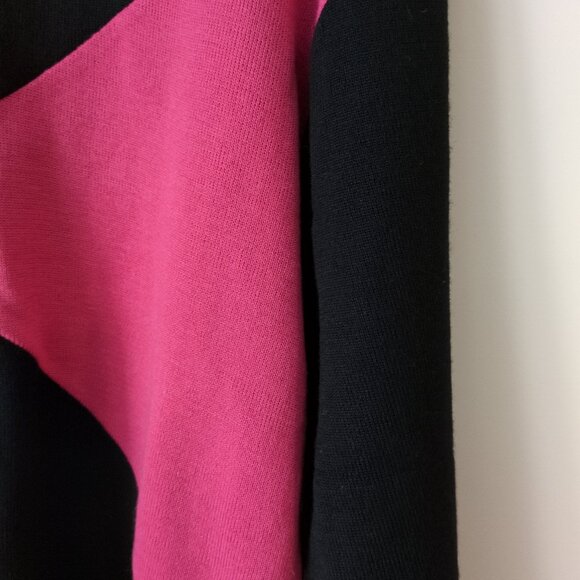 Vintage Wool Sweater Womens LARGE Black Neon Geometric Long Sleeve NOS - Picture 5 of 6